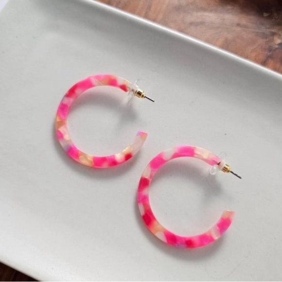 Tropical Pink Hoop Earrings Camy Style - Picture 5 of 8